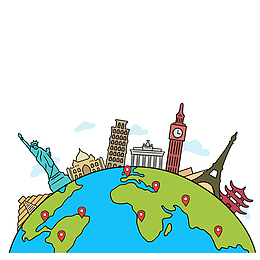 矢量世界旅行插画元素