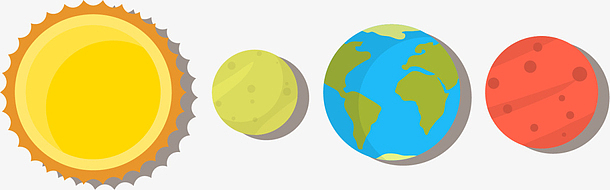 彩色卡通太阳系行星