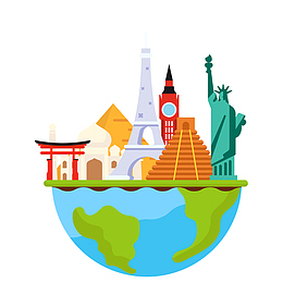 矢量世界旅行建筑元素