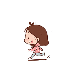 卡通跑步的女孩素材