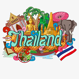 手绘泰国游插画元素