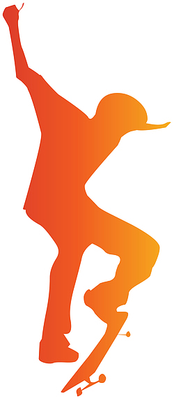 橙色渐变滑板青年