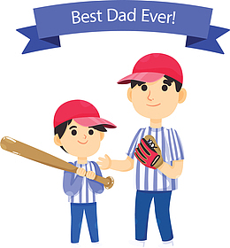 父子俩一起打棒球