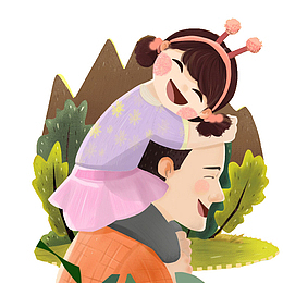 手绘装饰插图父亲节亲子插画爸爸