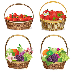 卡通篮子里的水果