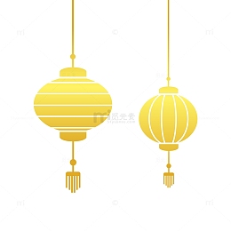 黄色渐变简约灯笼