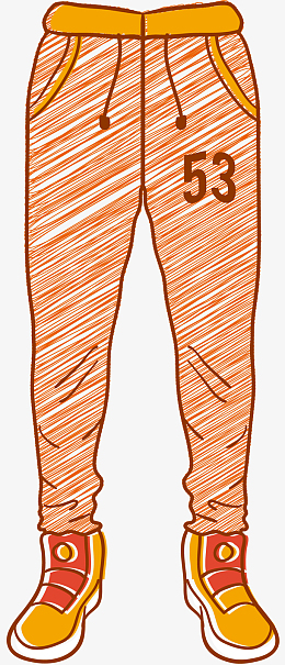 浅黄色矢量卡通运动裤