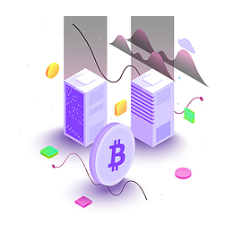 紫色创意比特币主机元素