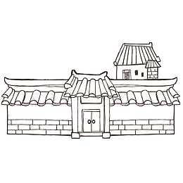 传统建筑线性手绘