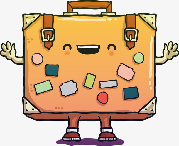 矢量手绘卡通行李箱