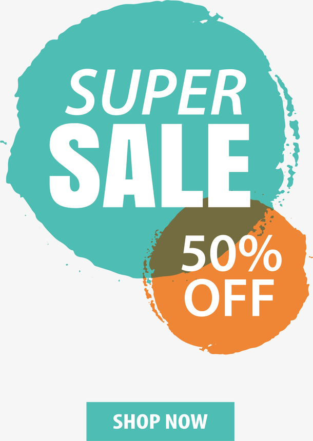 矢量手绘蓝色字母降价标签