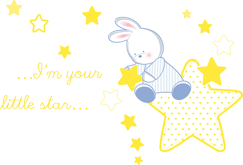 矢量手绘兔子星星海报