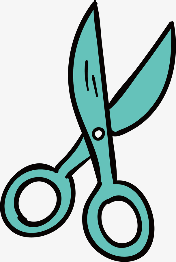 矢量手绘蓝色剪刀