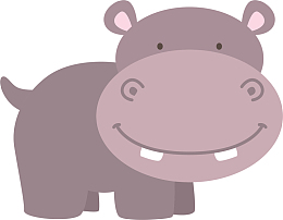 矢量手绘紫色河马