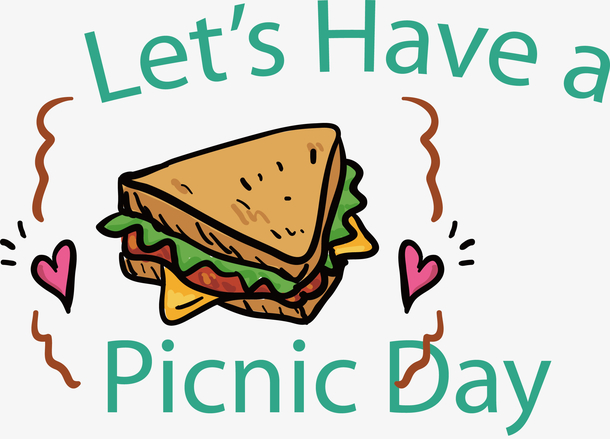 矢量手绘美味三明治