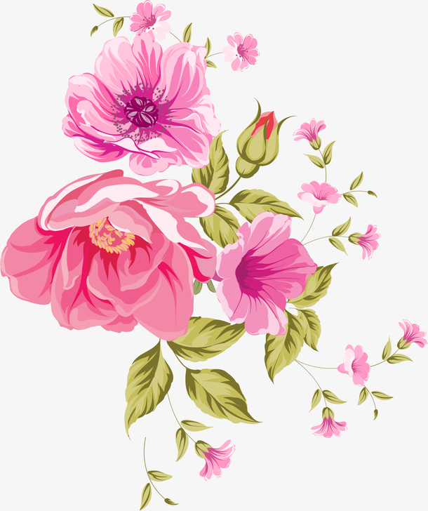 粉色花朵装饰免抠素材免费下载_觅元素51yuansu.com