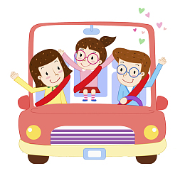 卡通开车的一家免抠图