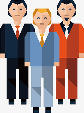 矢量图三个人的微笑aipng卡通手绘商务金融办公人物场景aipng一排高举