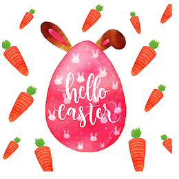 兔耳朵粉红彩蛋花纹