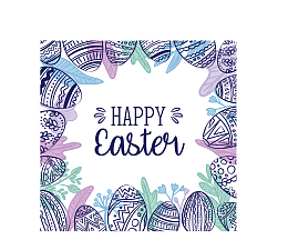 深蓝色手绘彩蛋花纹