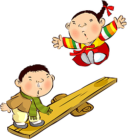 手绘童趣翘翘板