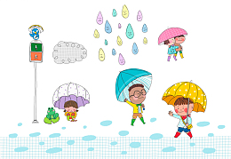 手绘下雨天的童趣