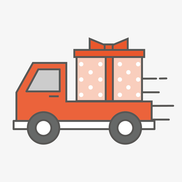 红色卡车矢量卡通