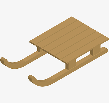 手绘卡通简单雪橇