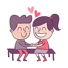 情人节粉色长椅上的恋人插画