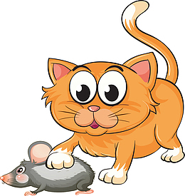 卡通可爱的猫抓老鼠