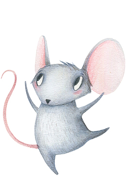 水彩小老鼠涂鸦插画