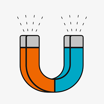 橙蓝色天然磁石u型吸铁石卡通