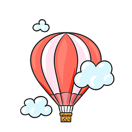 一只橙粉相间的热气球