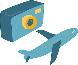 旅游常备物品相机飞行小图标矢量