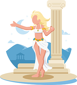 手绘风格矢量浅色女神