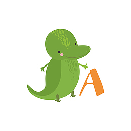 鳄鱼字母A免抠素材