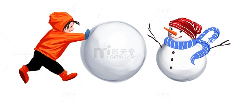 冬天中国传统节气玩雪球的男孩