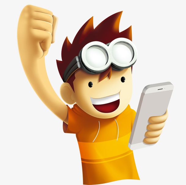 欢呼手机小男孩卡通