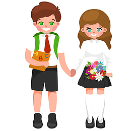 男女学生卡通插画