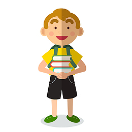 抱着书本的学生矢量图