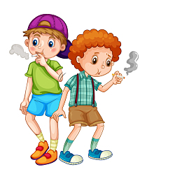 手绘卡通未成年人抽烟