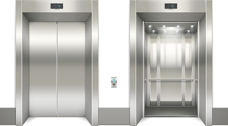 两个银色的电梯矢量图