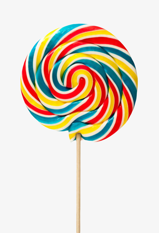 彩色圆形带柄的波板糖实物