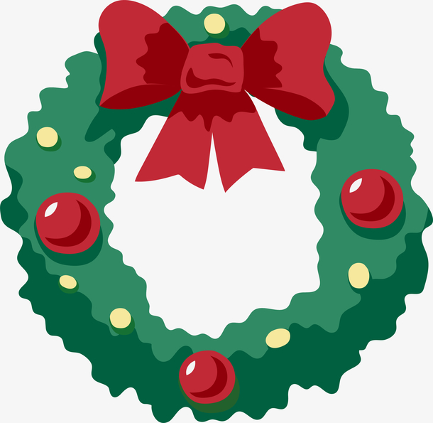 圣诞绿色草环设计素材