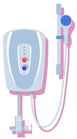 热水器花洒矢量卡通风格