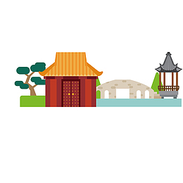 创意国风建筑矢量手绘