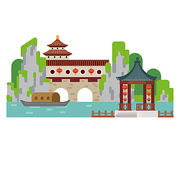 传统山间建筑矢量