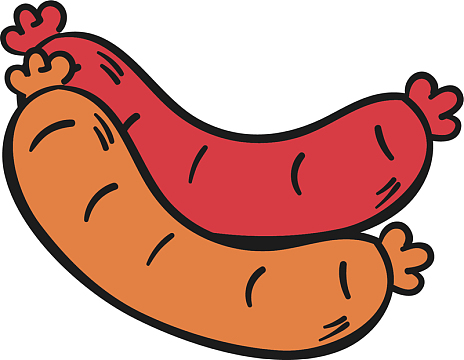 免费ai免费png矢量卡通扁平化西餐美食图案免费ai免费png粉色香肠免费