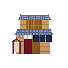 可爱日本房子矢量手绘