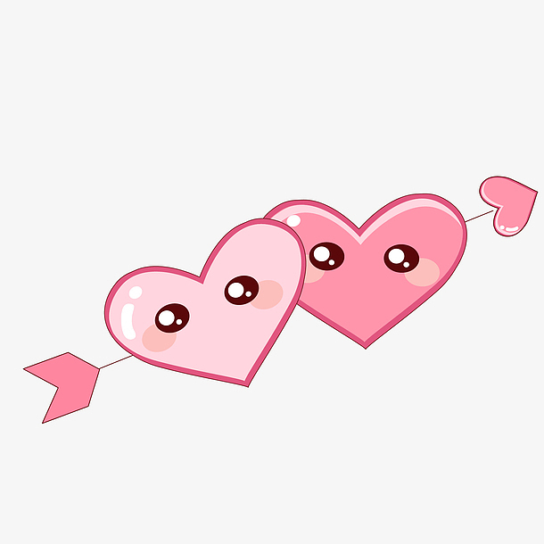 两个卡通穿箭红色心形